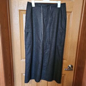 Eddie Bauer Women's Size 10 Charcoal Grey Wool Blend Long A-Line Cargo Skirt NWT